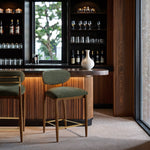 Riccio Performance Fabric Upholstered Stool in Olive