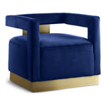 Armani Velvet Upholstered Accent Chair in Navy