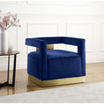Armani Velvet Upholstered Accent Chair in Navy
