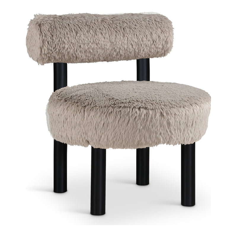 Ambre Vegan Shearling Fabric Upholstered Accent Chair (33065-) in Beige