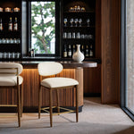 Riccio Performance Fabric Upholstered Stool in Beige
