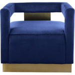 Armani Velvet Upholstered Accent Chair in Navy