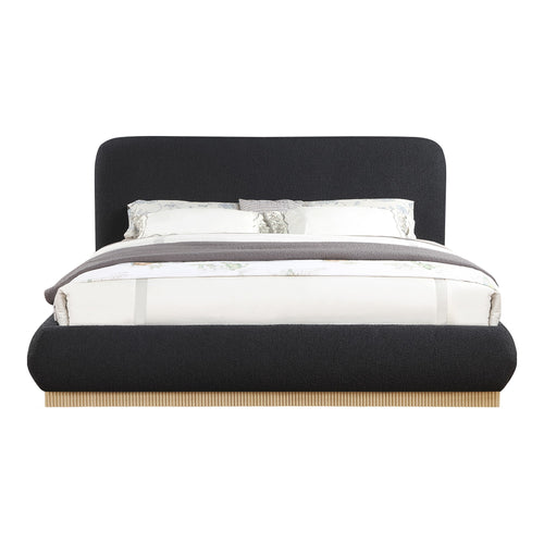 Rigby Boucle Fabric Upholstered King Bed in Black