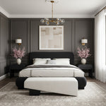 Rigby Boucle Fabric Upholstered King Bed in Black