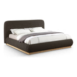 Rigby Boucle Fabric Upholstered King Bed in Brown