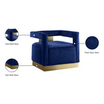 Armani Velvet Upholstered Accent Chair in Navy