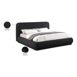 Rigby Boucle Fabric Upholstered Queen Bed in Black