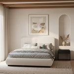 Rigby Boucle Fabric Upholstered Queen Bed in Cream