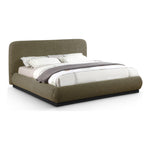 Rigby Boucle Fabric Upholstered Queen Bed in Olive