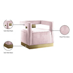 Armani Velvet Upholstered Accent Chair in Pink