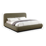 Rigby Boucle Fabric Upholstered Queen Bed in Olive