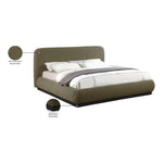 Rigby Boucle Fabric Upholstered Queen Bed in Olive