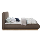 Rigby Linen Textured Fabric Upholstered King Bed in Brown