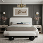 Rigby Linen Textured Fabric Upholstered King Bed in Cream