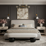 Rigby Linen Textured Fabric Upholstered King Bed in Grey