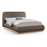 Rigby Linen Textured Fabric Upholstered Queen Bed in Brown