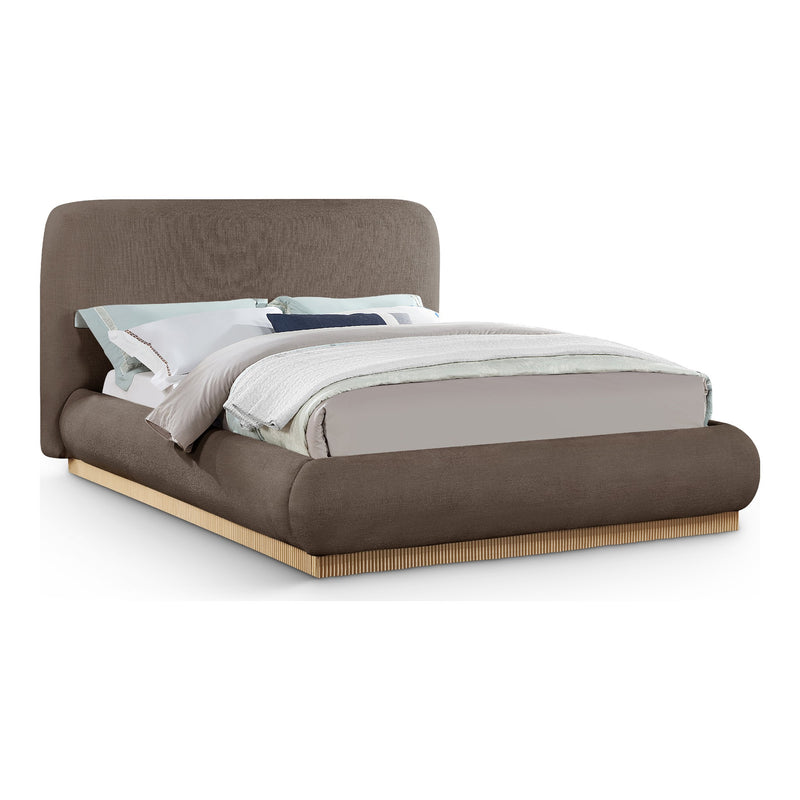 Rigby Linen Textured Fabric Upholstered Queen Bed in Brown