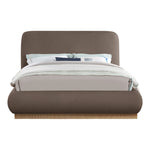 Rigby Linen Textured Fabric Upholstered Queen Bed in Brown