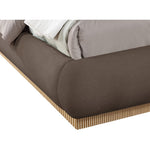 Rigby Linen Textured Fabric Upholstered Queen Bed in Brown