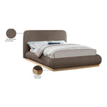 Rigby Linen Textured Fabric Upholstered Queen Bed in Brown