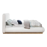 Rigby Linen Textured Fabric Upholstered Queen Bed in Cream