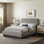 Rigby Linen Textured Fabric Upholstered Queen Bed in Grey
