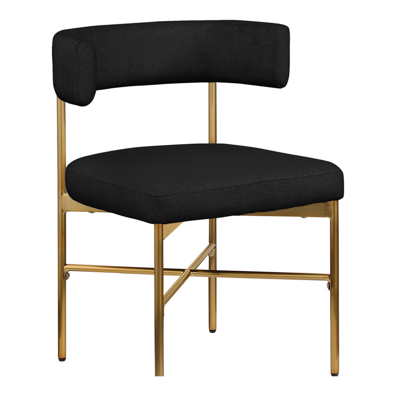Rivage Linen Textured Fabric Upholstered Dining Chair in Black
