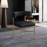 Rivage Linen Textured Fabric Upholstered Dining Chair in Black