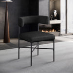 Rivage Linen Textured Fabric Upholstered Dining Chair in Black