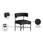 Rivage Linen Textured Fabric Upholstered Dining Chair in Black