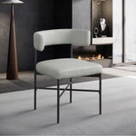 Rivage Linen Textured Fabric Upholstered Dining Chair in Grey
