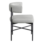 Rivage Linen Textured Fabric Upholstered Dining Chair in Grey