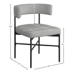 Rivage Linen Textured Fabric Upholstered Dining Chair in Grey