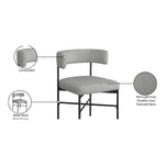 Rivage Linen Textured Fabric Upholstered Dining Chair in Grey