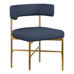 Rivage Linen Textured Fabric Upholstered Dining Chair in Navy