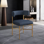 Rivage Linen Textured Fabric Upholstered Dining Chair in Navy