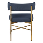 Rivage Linen Textured Fabric Upholstered Dining Chair in Navy