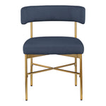 Rivage Linen Textured Fabric Upholstered Dining Chair in Navy