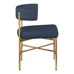 Rivage Linen Textured Fabric Upholstered Dining Chair in Navy