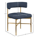 Rivage Linen Textured Fabric Upholstered Dining Chair in Navy