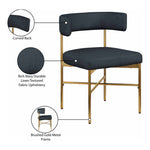 Rivage Linen Textured Fabric Upholstered Dining Chair in Navy