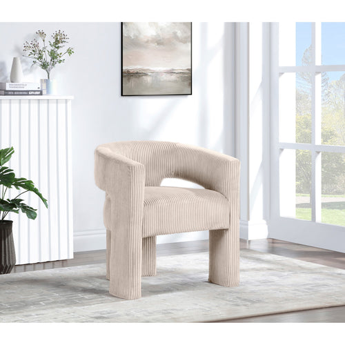 Riz Corduroy Upholstered Accent / Dining Chair in Beige