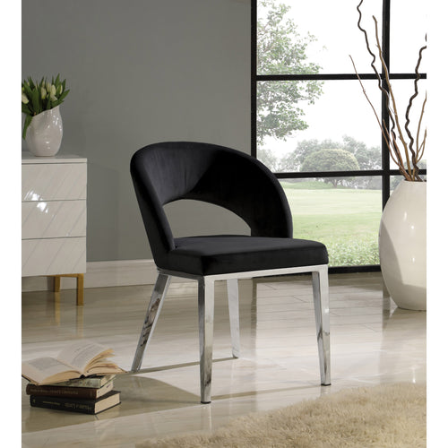 Roberto Velvet Upholstered Dining Chair in Black