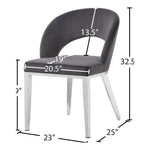 Roberto Velvet Upholstered Dining Chair in Grey