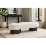 Robertson Boucle Fabric Upholstered Bench in Cream