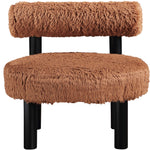 Ambre Vegan Shearling Fabric Upholstered Accent Chair (33065-) in Saddle