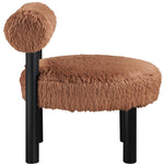 Ambre Vegan Shearling Fabric Upholstered Accent Chair (33065-) in Saddle