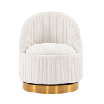 Leela Chenille Swivel Lounge Chair in Cream