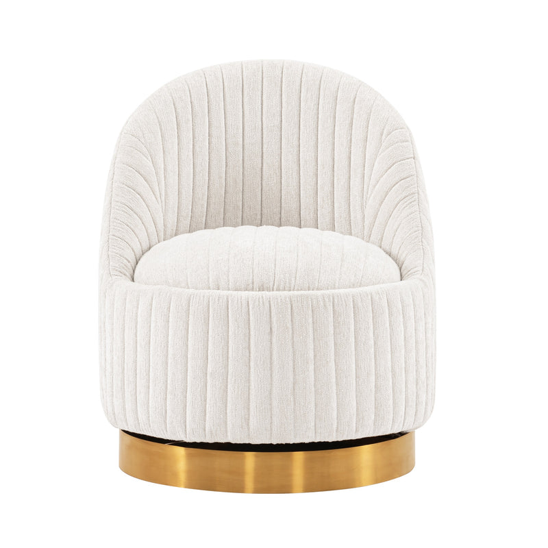 Leela Chenille Swivel Lounge Chair in Cream