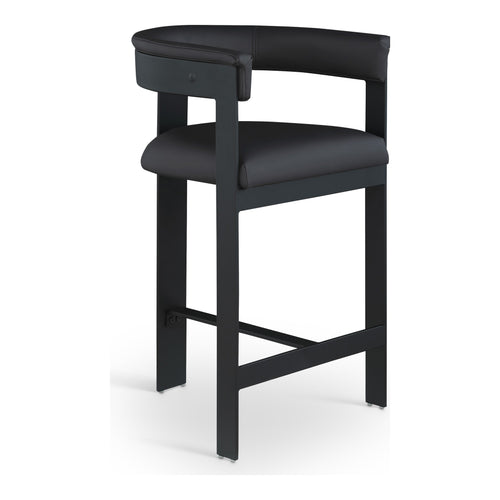 Romeo Vegan Leather Upholstered Counter Stool in Black